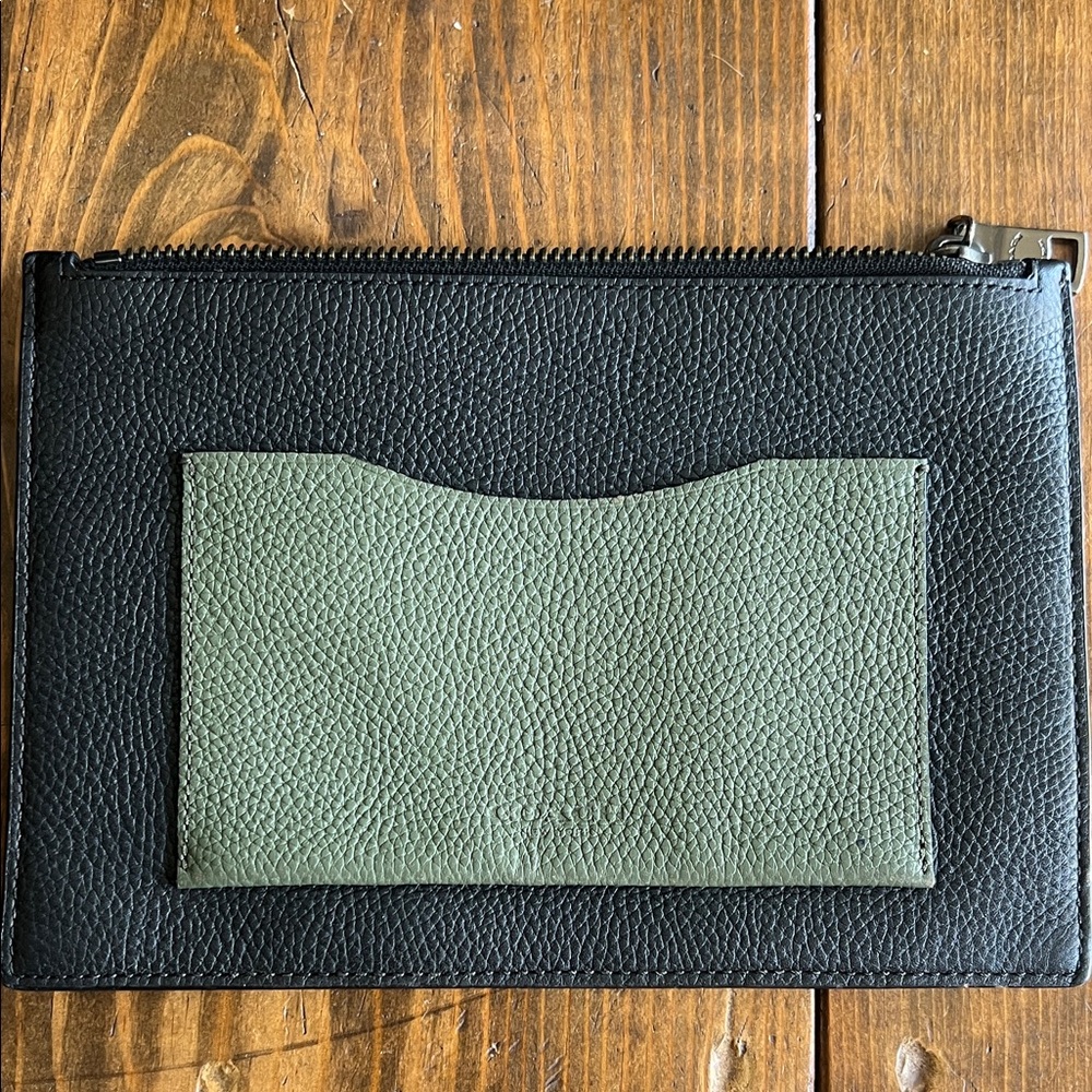 Black and Green Leather Men's Coach tech envelope